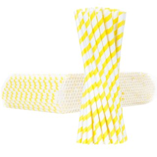Słomki papierowe BIO ekologiczne PAPER STRAWS 6/205mm - biało-żółte 500szt.