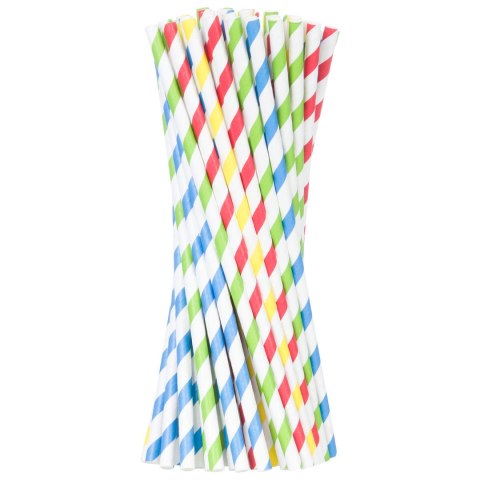 Słomki papierowe BIO ekologiczne PAPER STRAWS 6/205mm - mix 24szt.