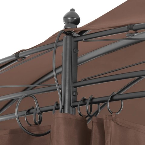 Pawilon ogrodowy namiot altana składana okrągła ze ścianami śr. 3.5 m brązowa