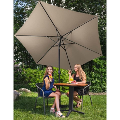 Parasol ogrodowy okrągły duży uchylny z korbką śr. 300 cm szarobrązowy