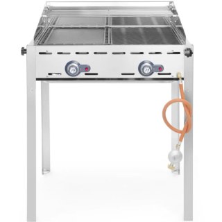 Grill gazowy "Green Fire" 2 palniki 11,6kW z osłoną i półką - Hendi 149508