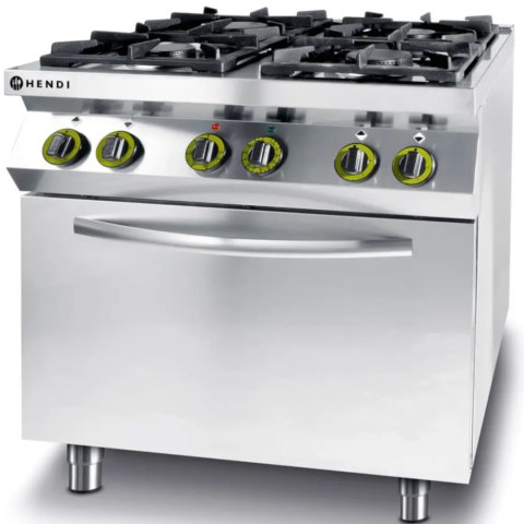 Kuchnia gazowa 4 palniki z elektrycznym piekarnikiem konwekcyjnym GN1/1 Kitchen Line - Hendi 225882