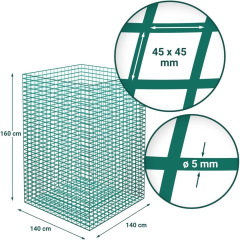 Siatka na siano w belach liście oczka 45 x 45 mm 140 x 140 x 160 cm