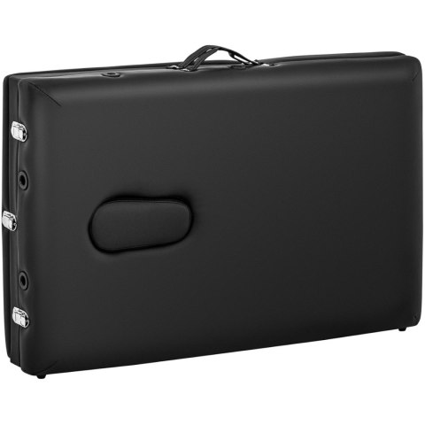 Stół łóżko do masażu składane szerokie z drewnianym stelażem DINAN BLACK - czarne