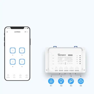 Inteligentny 4-kanałowy przekaźnik przełącznik prądu WiFi biały 4CHR3