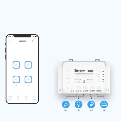 Inteligentny 4-kanałowy przekaźnik przełącznik prądu WiFi biały 4CHR3