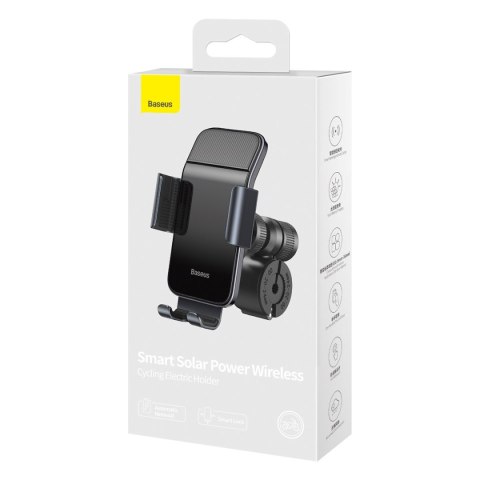 Rowerowy uchwyt na smartfon telefon z ładowarka solarną panelem słonecznym czarny