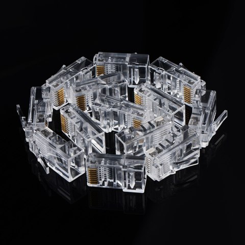 Wtyczka końcówka skrętki RJ45 8P8C UTP Cat. 5 5e przezroczysty 100szt.