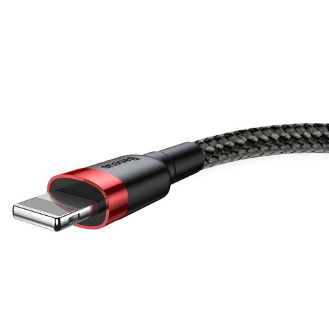 Wytrzymały elastyczny kabel przewód USB Iphone Lightning QC3.0 2.4A 0.5M czarno-czerwony