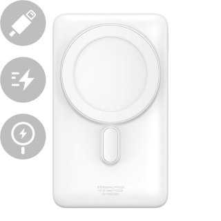 Powerbank z bezprzewodowym ładowaniem MagSafe 10000mAh 20W kabel USB-C 0.5m biały