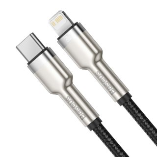 Przewód kabel iPhone USB-C - Lightning Cafule Metal Data Power Delivery 20W 1m - czarny