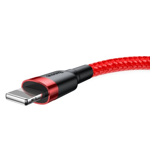 Wytrzymały nylonowy kabel przewód USB - iPhone Lightning QC3 3m - czerwony