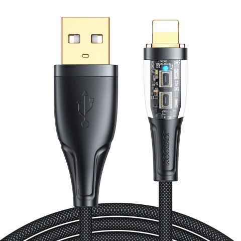 Kabel przewód z inteligentnym wyłącznikiem USB-A - iPhone Lightning 1.2m - czarny