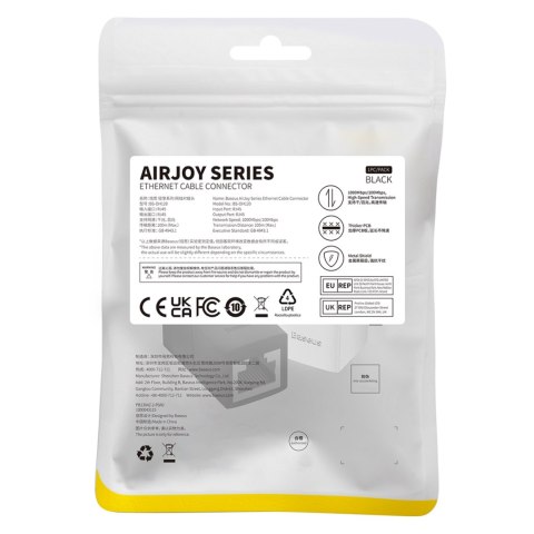 Złączka łącznik kabli sieciowych LAN Ethernet RJ-45 AirJoy czarna - ZESTAW 2szt