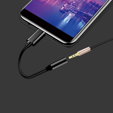 Adapter przejściówka z USB-C na gniazdo audio 3.5 mini jack czarny