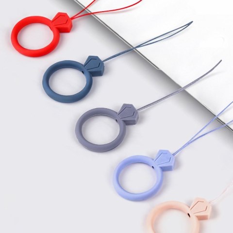 Silikonowa smycz do telefonu zawieszka diament ring na palec jasnozielony