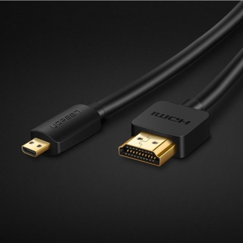 Kabel przewód przejściówka HDMI - micro HDMI 2.0v 4K 60Hz 30AWG 1.5m czarny