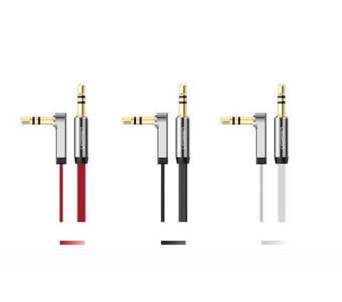 Płaski kabel przewód audio AUX 3.5mm mini jack 2m srebrny