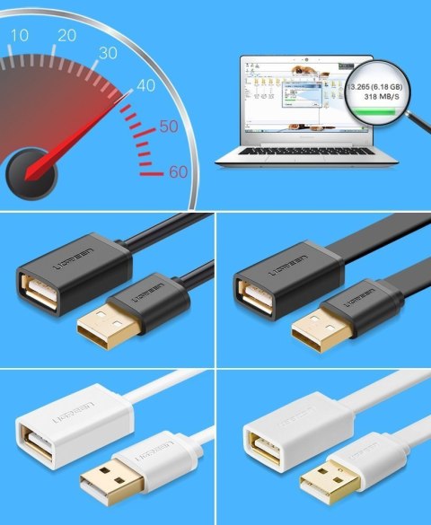Przedłużacz do kabla przewodu USB 2m czarny