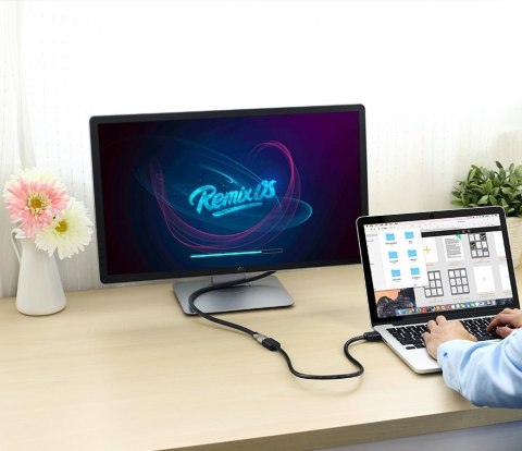 Przedłużacz przejściówka kabla HDMI 4K 10.2 Gbps 340Mhz 0.5 m czarny