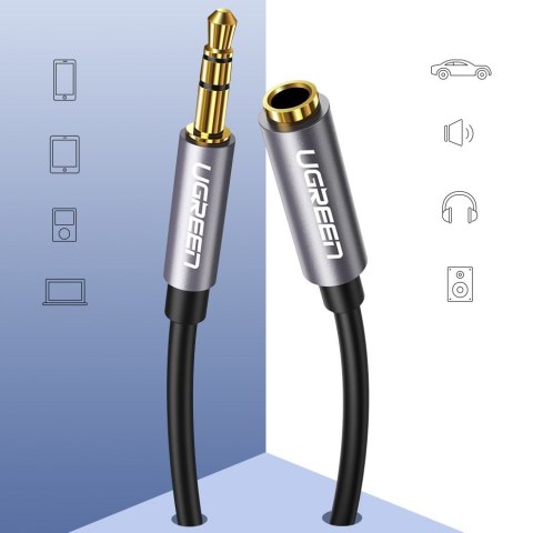 Przewód kabel przedłużacz do słuchawek AUX 3.5mm mini jack 1m srebrny