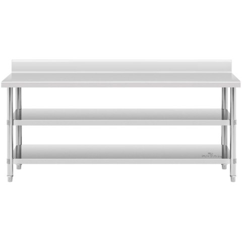 Stół blat roboczy stalowy nierdzewny przyścienny z rantem 2 półki 200x90cm