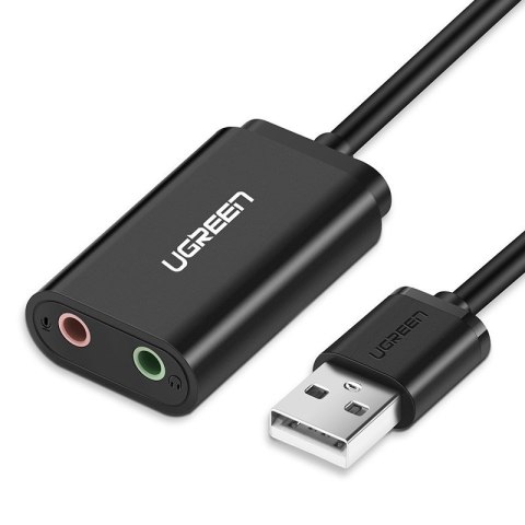 Zewnętrzna karta dźwiękowa muzyczna adapter USB - 3.5mm mini jack kabel 15cm czarny