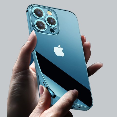 Etui pokrowiec do iPhone 13 Pro obudowa z metaliczną ramką srebrny