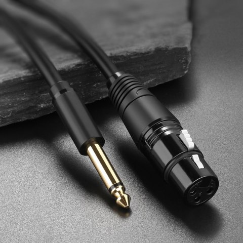 Przejściówka kabel audio do mikrofonu XLR żeński - 6.35 mm jack męski 2m czarny