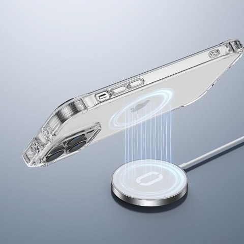 Etui pokrowiec do iPhone 14 pancerna obudowa z haczykami podstawką przezroczysty