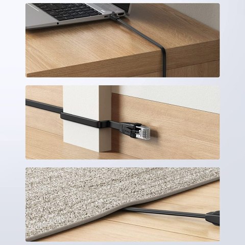 Płaski kabel sieciowy patchcord LAN RJ45 Ethernet Cat. 6 10m czarny