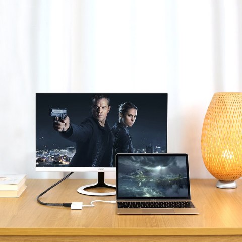 Przejściówka adapter konwerter video USB-C - HDMI VGA biały