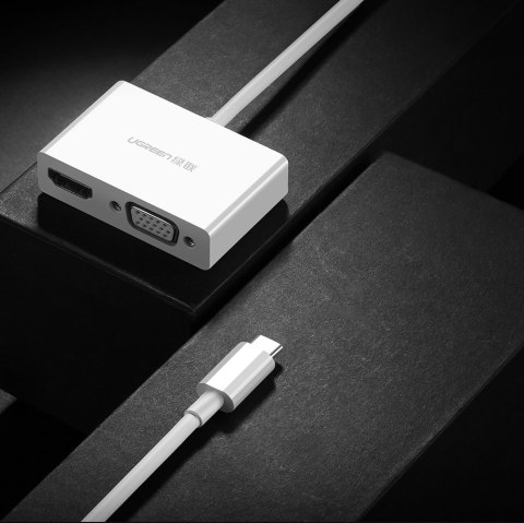 Przejściówka adapter konwerter video USB-C - HDMI VGA biały