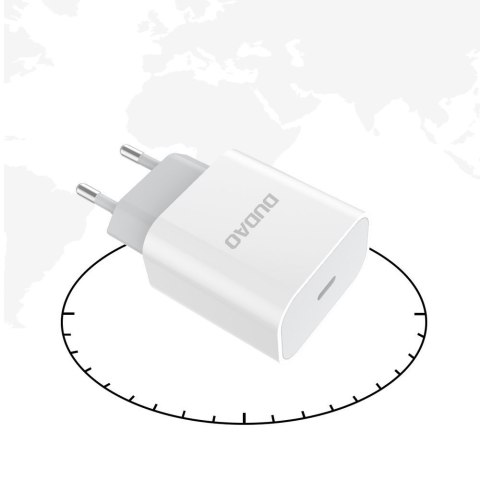 Szybka ładowarka sieciowa EU USB-C PD + przewód Lightning do iPhone 1m biały