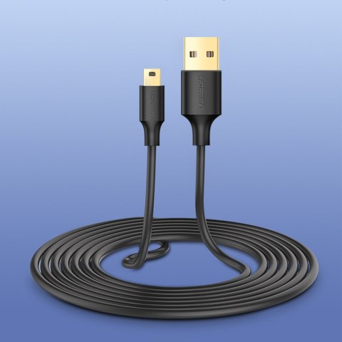 Kabel przewód USB - mini USB 5-pinowy pozłacany 0.5m czarny