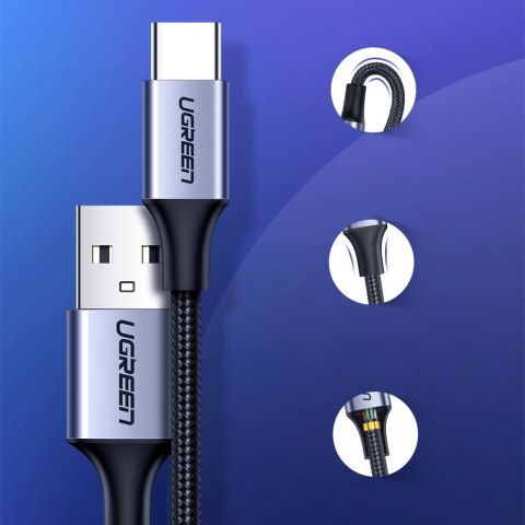 Kabel przewód w mocnym oplocie USB - USB-C QC 3.0 3A 2m szary