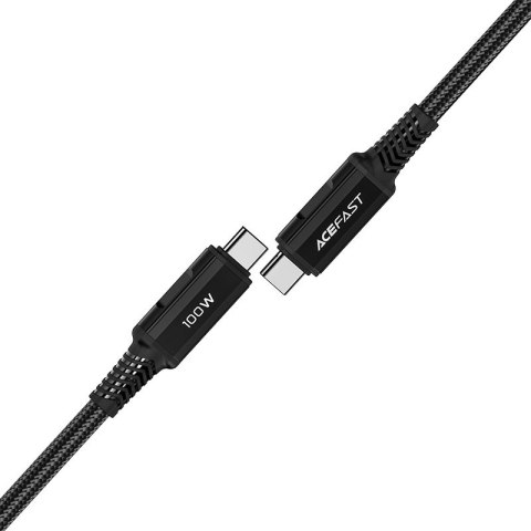 Kabel przewód w oplocie USB-C 100W 20V 5A 2m czarny