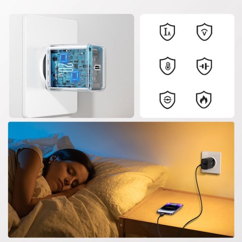 Ładowarka sieciowa USB-C 20W PD z kablem do iPhone Lightning czarna