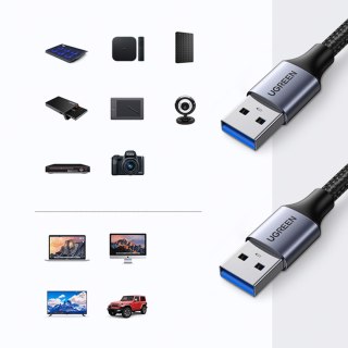 Wytrzymały kabel przewód w oplocie USB 3.0 5Gb/s 0.5m szary