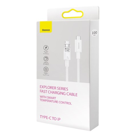 Kabel przewód w oplocie do iPhone Explorer Series USB-C - Lightning 20W 2m biały