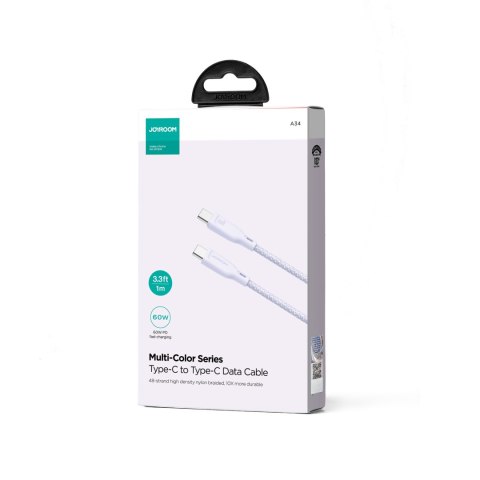 Kabel przewód Multi-Color Series USB-C - USB-C 60W szybki transfer 1m fioletowy