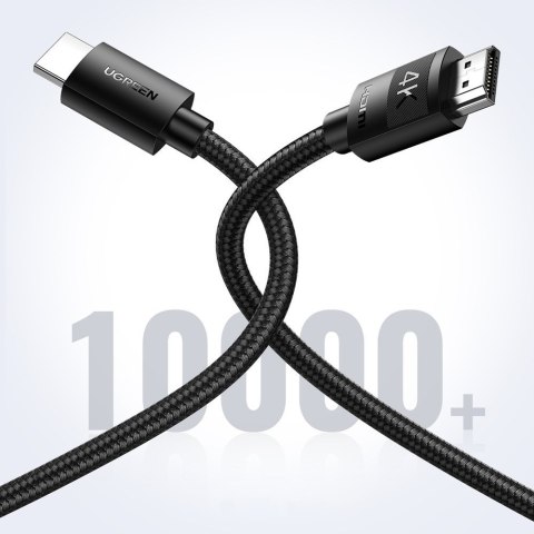 Kabel przewód audio wideo HDMI 2.0 4K wytrzymały w oplocie 1m czarny