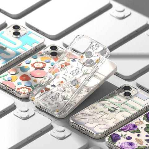 Pancerne etui pokrowiec z żelową ramką iPhone 14 Plus Fusion Design Floral przezroczysty