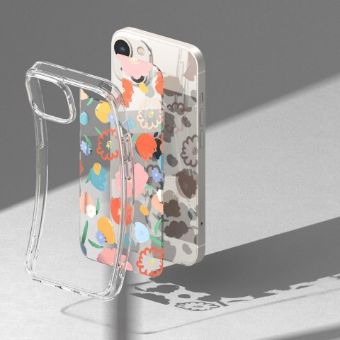 Pancerne etui pokrowiec z żelową ramką iPhone 14 Plus Fusion Design Floral przezroczysty