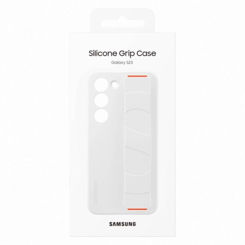 Etui silikonowy pokrowiec z paskiem na rękę Samsung Galaxy S23 Silicone Grip Cover białe