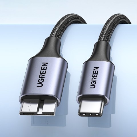Kabel przewód USB-C - micro USB-B 3.0 3A 0.5m szary