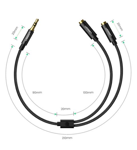 Kabel rozdzielacz audio minijack 3.5 mm - 2x minijack 3.5mm 21cm czarny