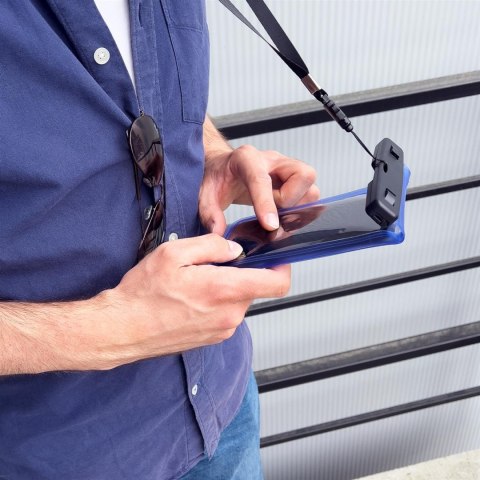 Wodoodporne etui torebka na telefon 6.7'' ze smyczą różowy