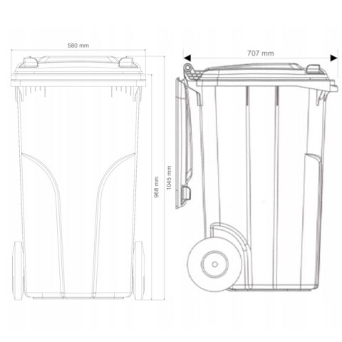 Pojemnik kubeł na odpady i śmieci ATESTY Europlast Austria - zielony 240L