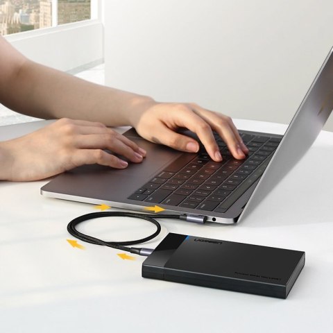 Kątowy kabel przewód USB-C Power Delivery 60W 20V 3A 1m czarno-szary